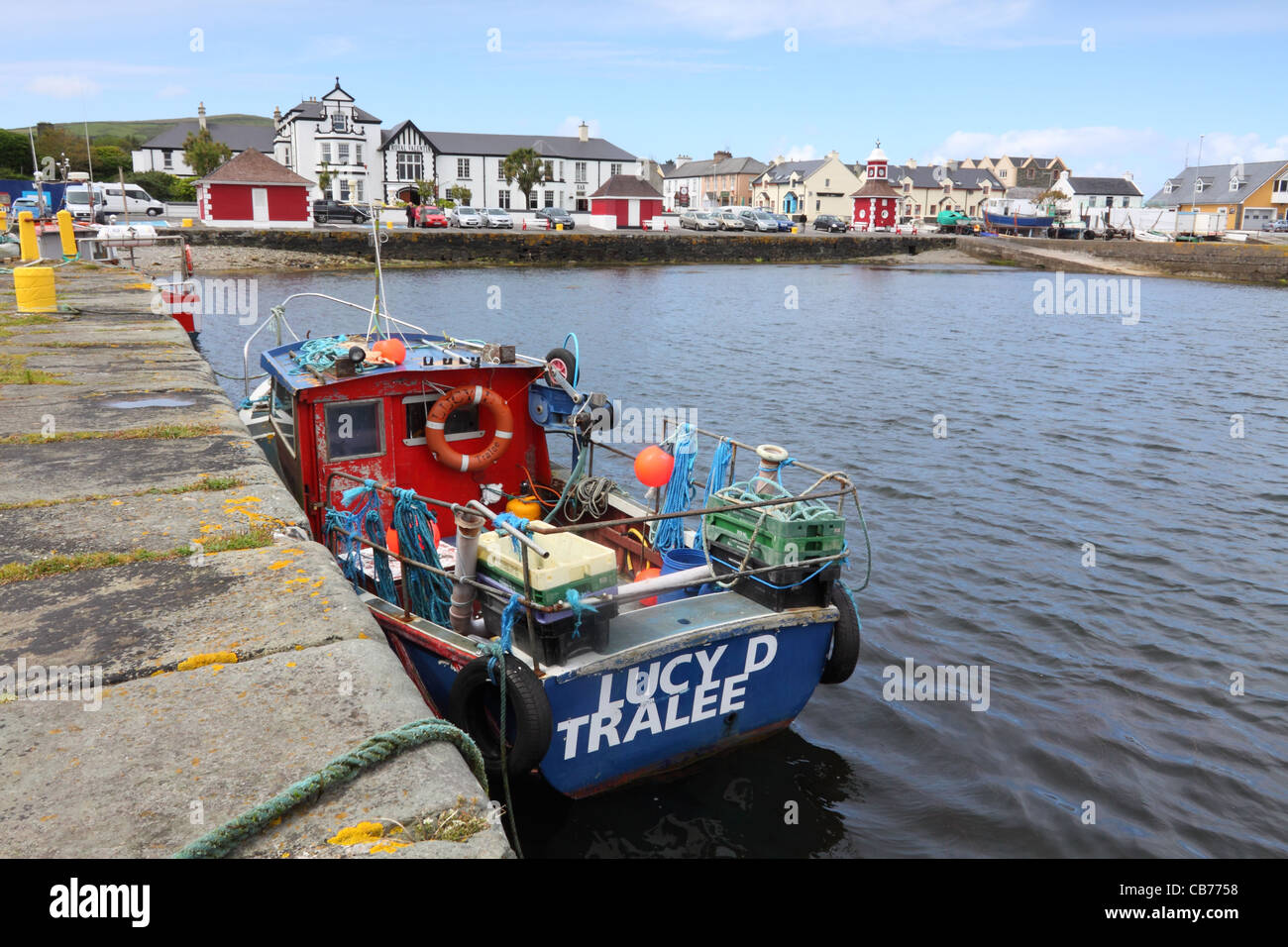 Au port et le bord de Chevalier de la ville, l'île de Valentia, comté de Kerry, Irlande Banque D'Images