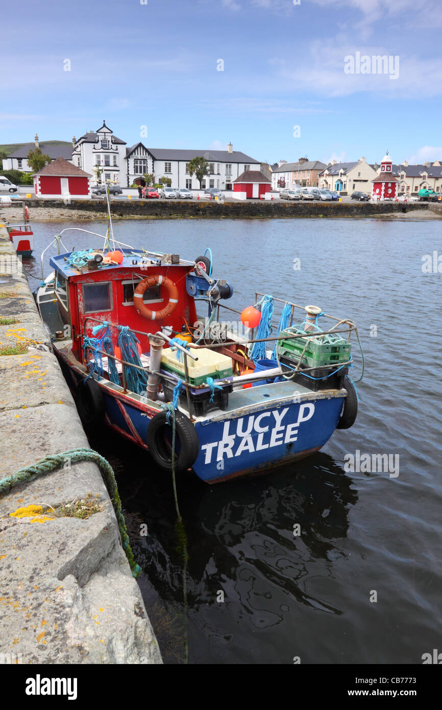 Au port et le bord de Chevalier de la ville, l'île de Valentia, comté de Kerry, Irlande Banque D'Images