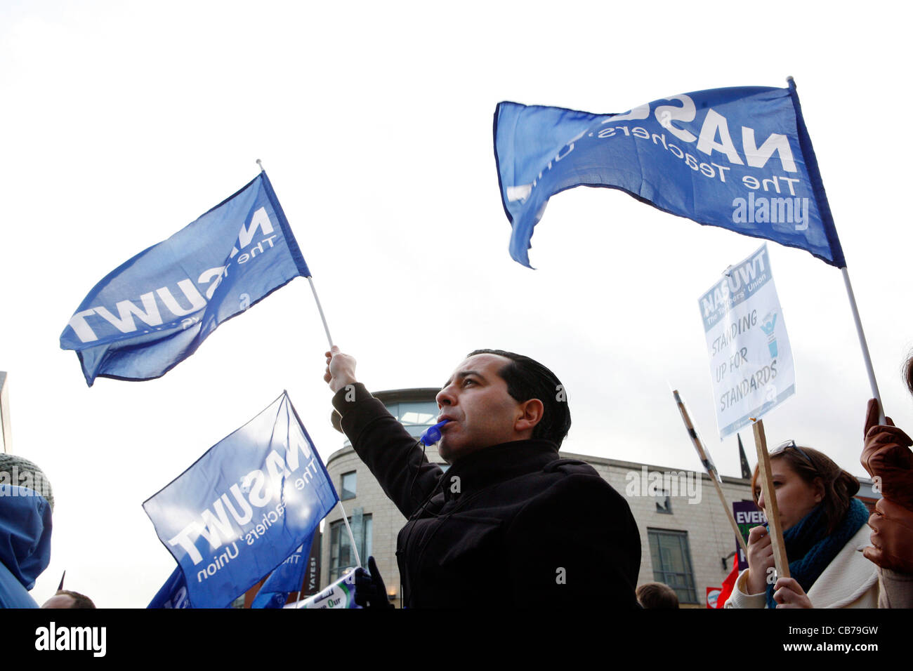 Les travailleurs du secteur public au cours d'une journée d'action sur les travailleurs secotr pension. Banque D'Images