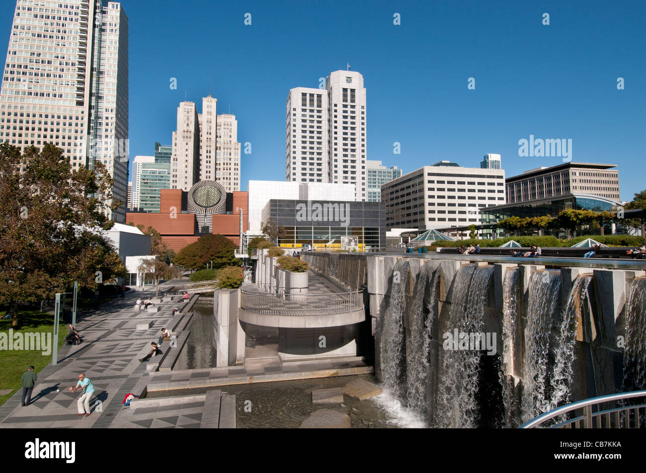 Les jardins Yerba Buena centre culturel parcs publics 3-4 Mission et Folsom rues centre-ville de San Francisco California USA Banque D'Images