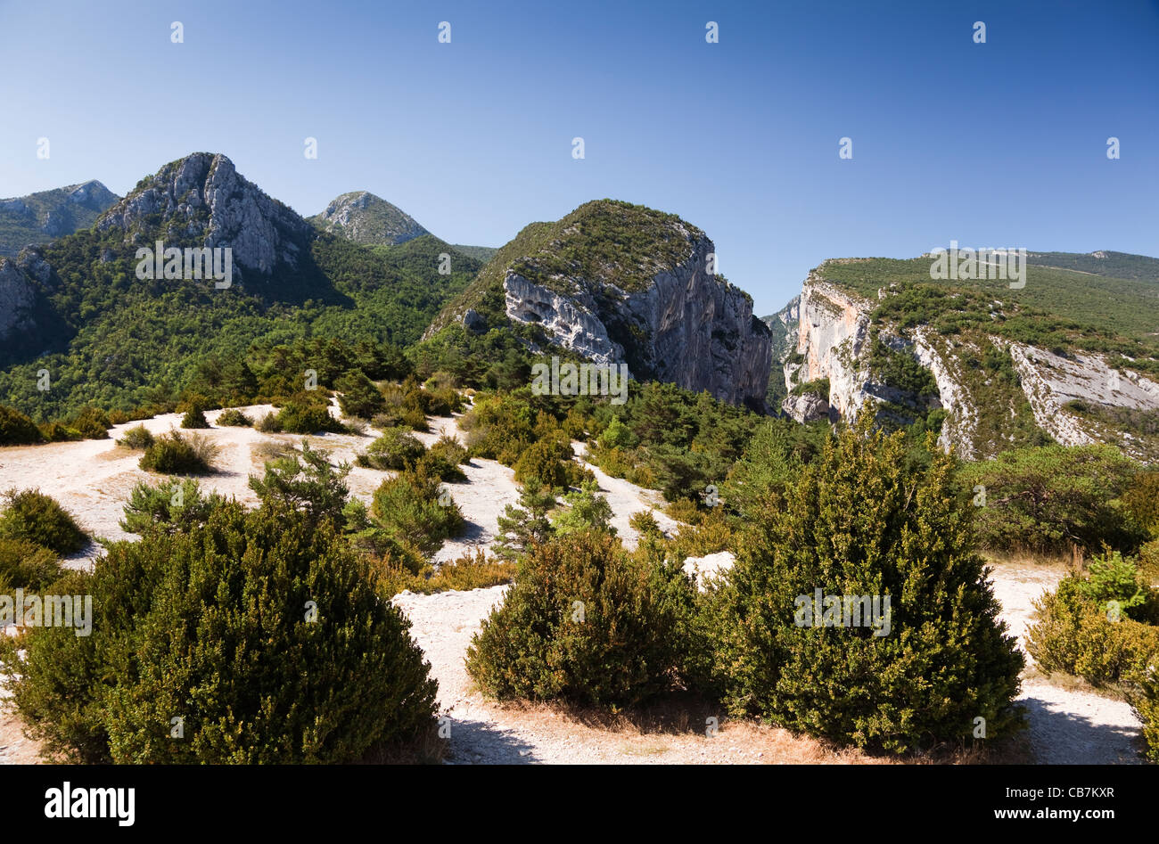 Vue sur les gorges du Verdon, Alpes de Haute Provence, sud-est de la France. Banque D'Images