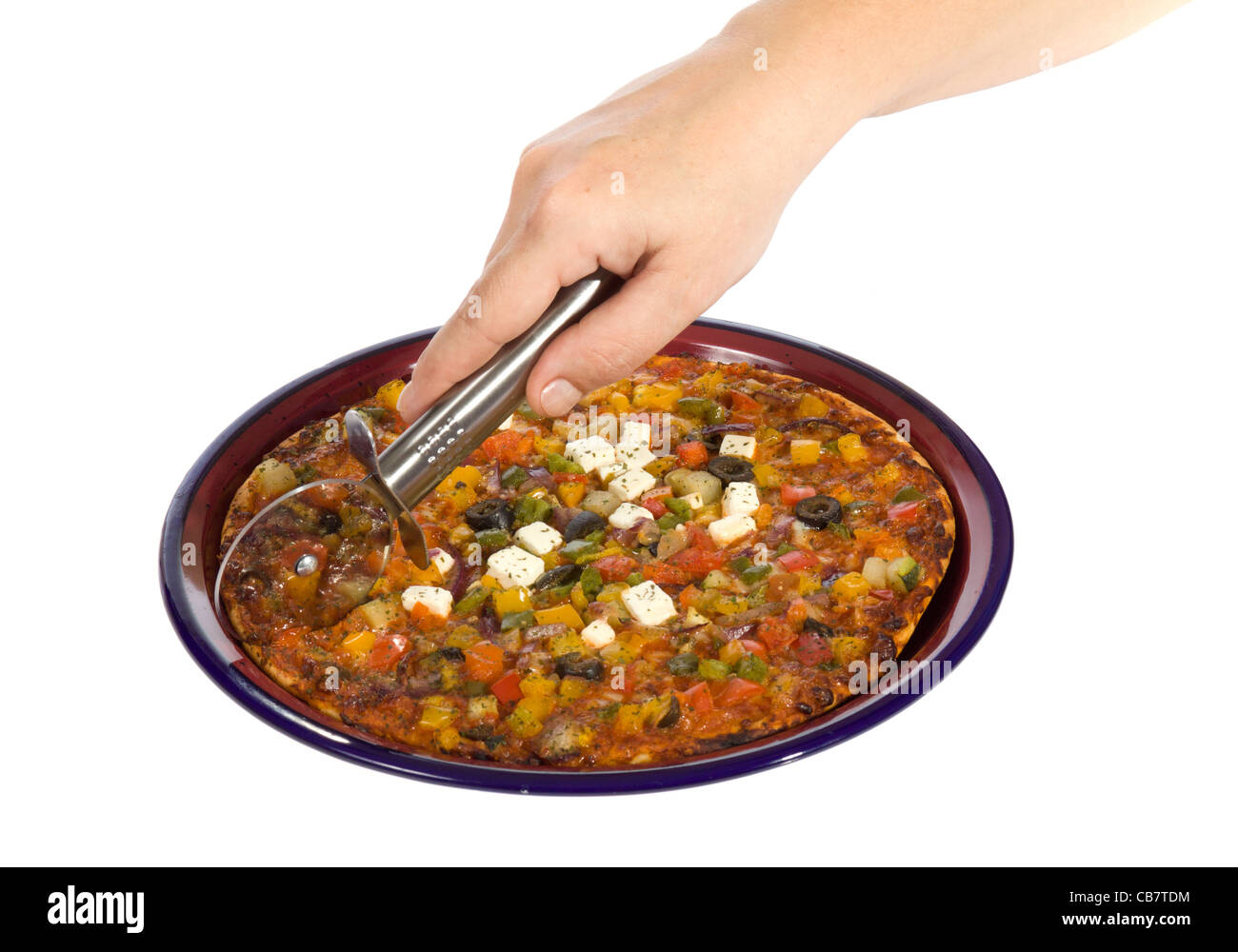 Pizza végétarienne, photo sur le fond blanc Banque D'Images