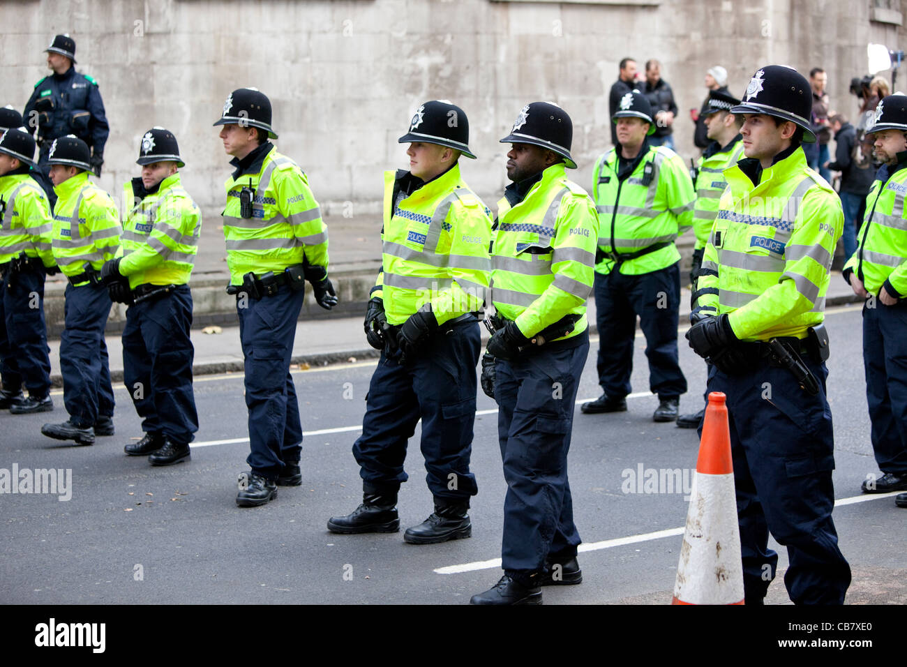 À force de Police Britannique grève du secteur public (les syndicats), Londres, Angleterre, 2011, UK. Banque D'Images