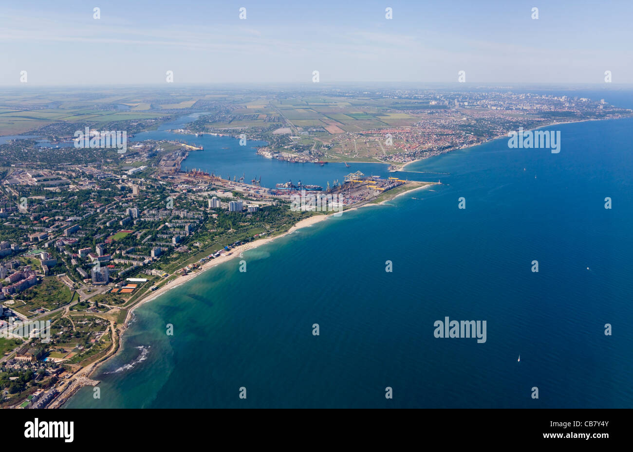 Vue aérienne d'Odessa sur la mer Noire, Odessa, Ukraine Banque D'Images
