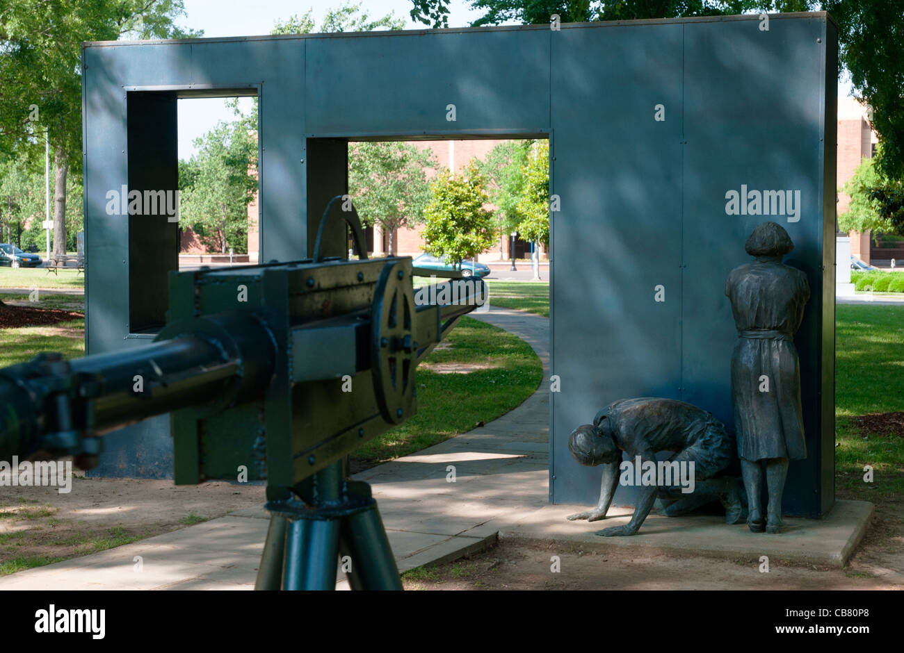 Alabama, Birmingham, Kelly Ingram Park, memorial statue au mouvement des droits civils, des canons à eau pour les manifestants Banque D'Images