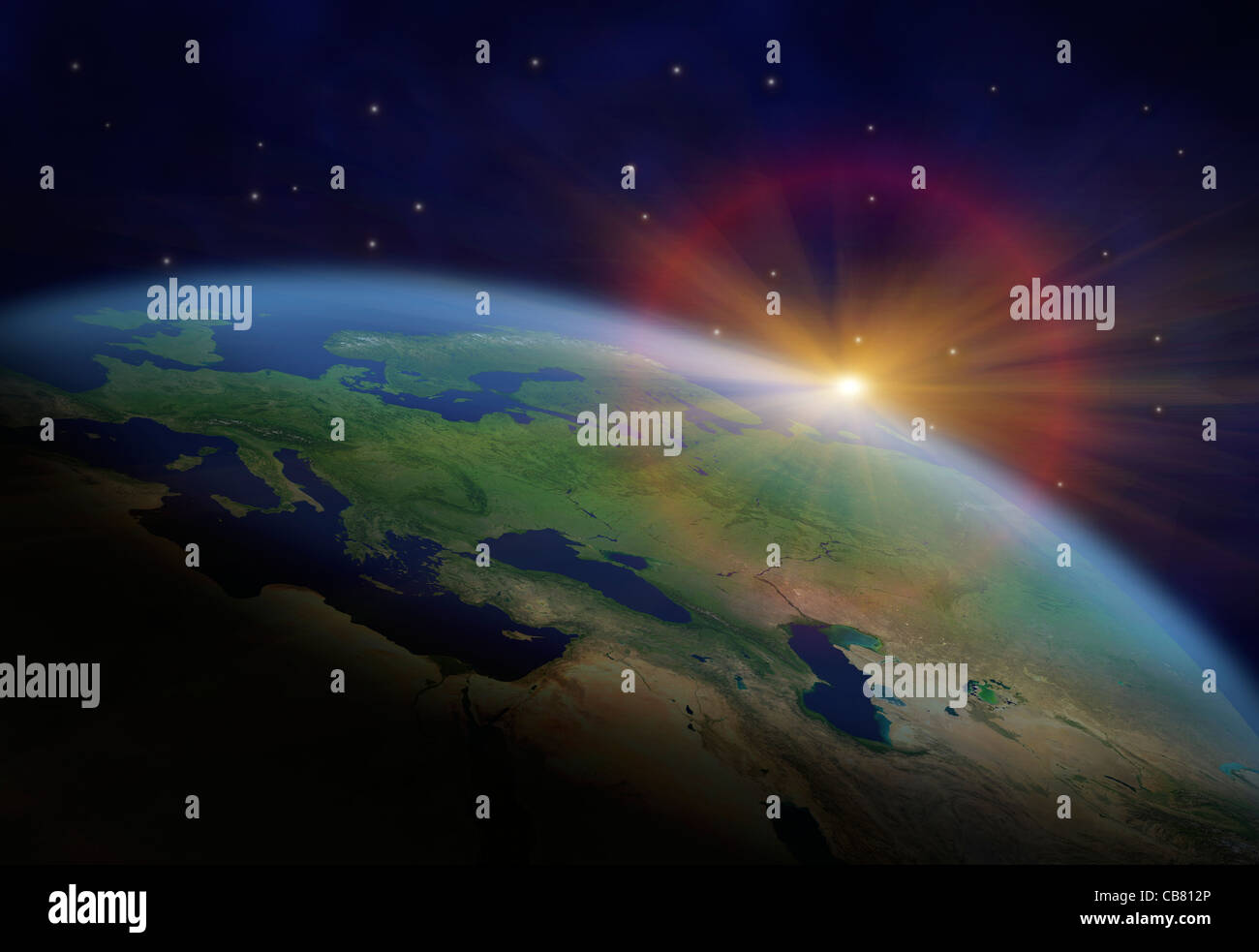 Lever du soleil et de la Terre Banque D'Images