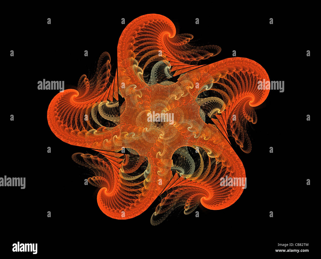 Motif étoile fractale Apophysis créé à l'aide de l'ordinateur Banque D'Images