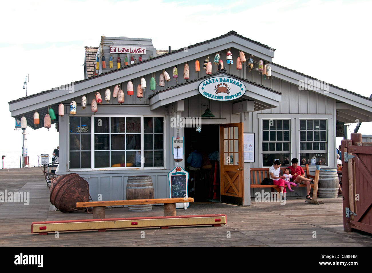 Stearns Wharf Pier restaurant plage de Santa Barbara en Californie United States Banque D'Images