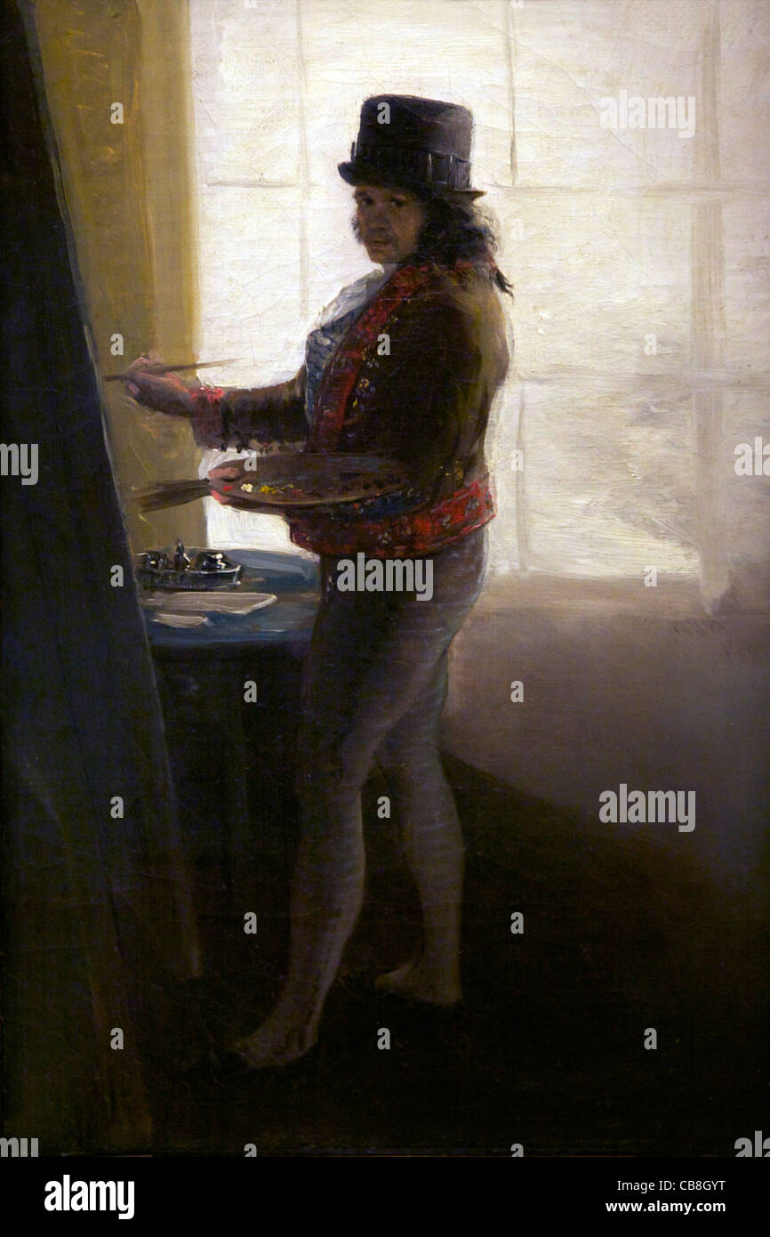Autoportrait au chevalet, par Francisco de Goya y Lucientes, vers 1785-1790, l'Académie Royale de San Fernando, Madrid, Espagne, Banque D'Images