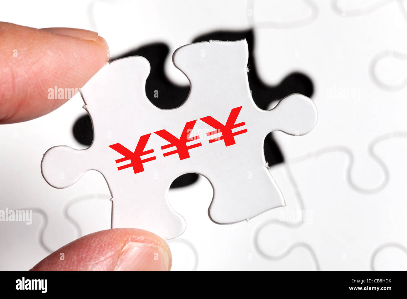 Puzzle et Yuan chinois signe, concept d'entreprise Banque D'Images