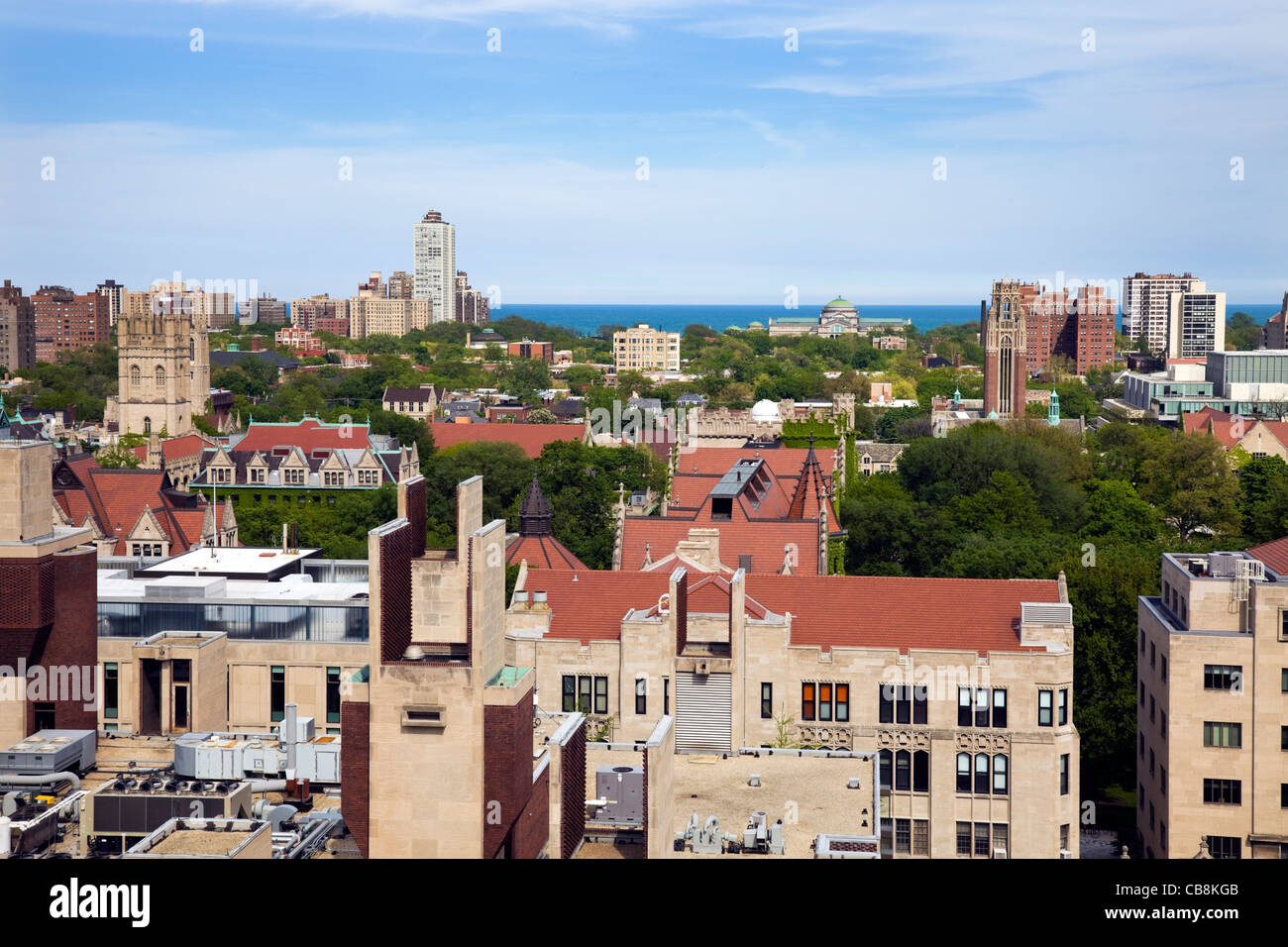 Campus de l'Université de Chicago photo aérienne Banque D'Images