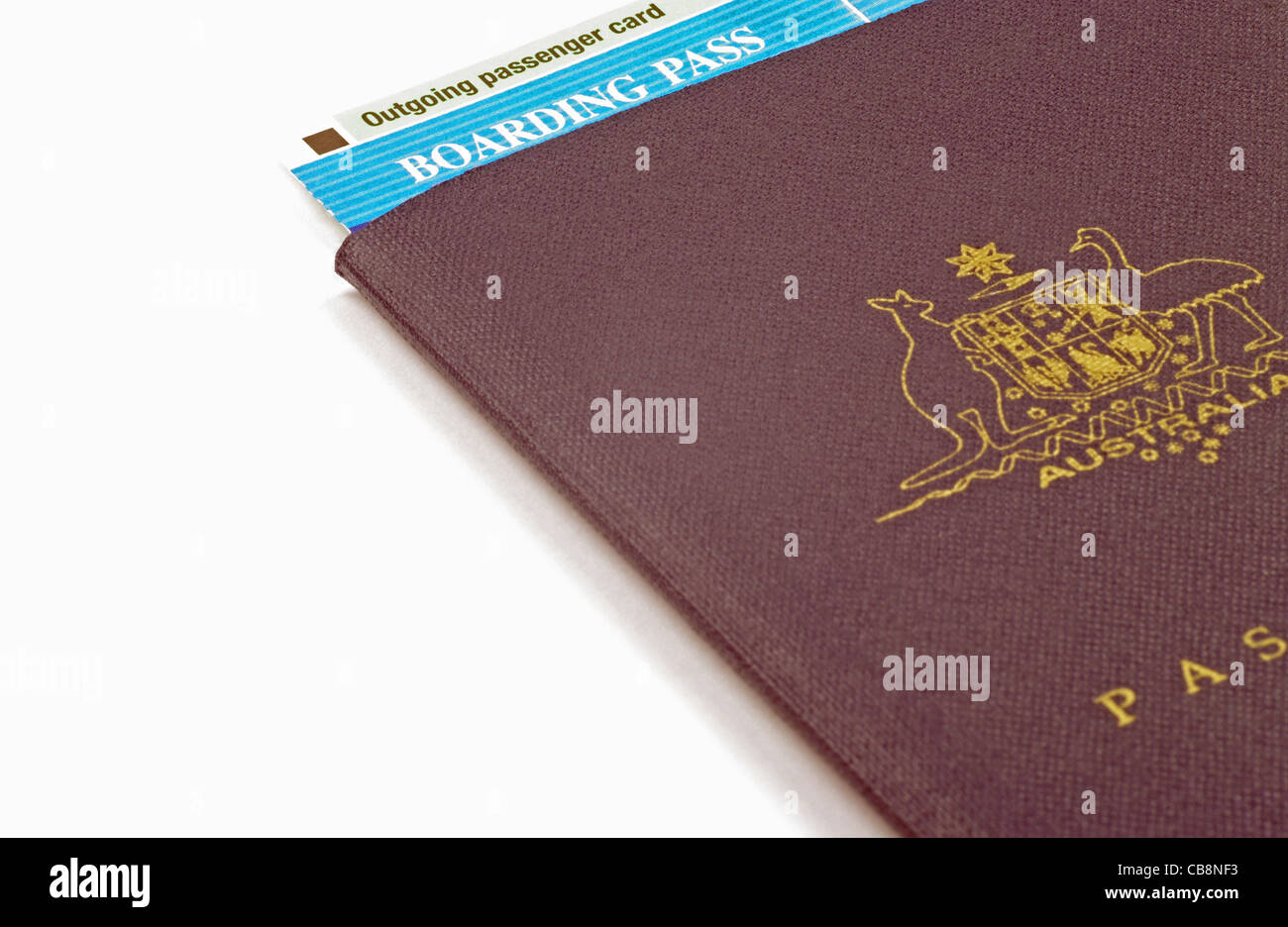 Carte d'embarquement et passeport australien Banque D'Images