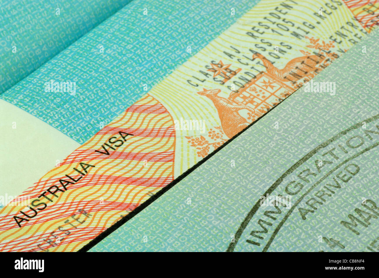 Passeport et visa australien Banque D'Images