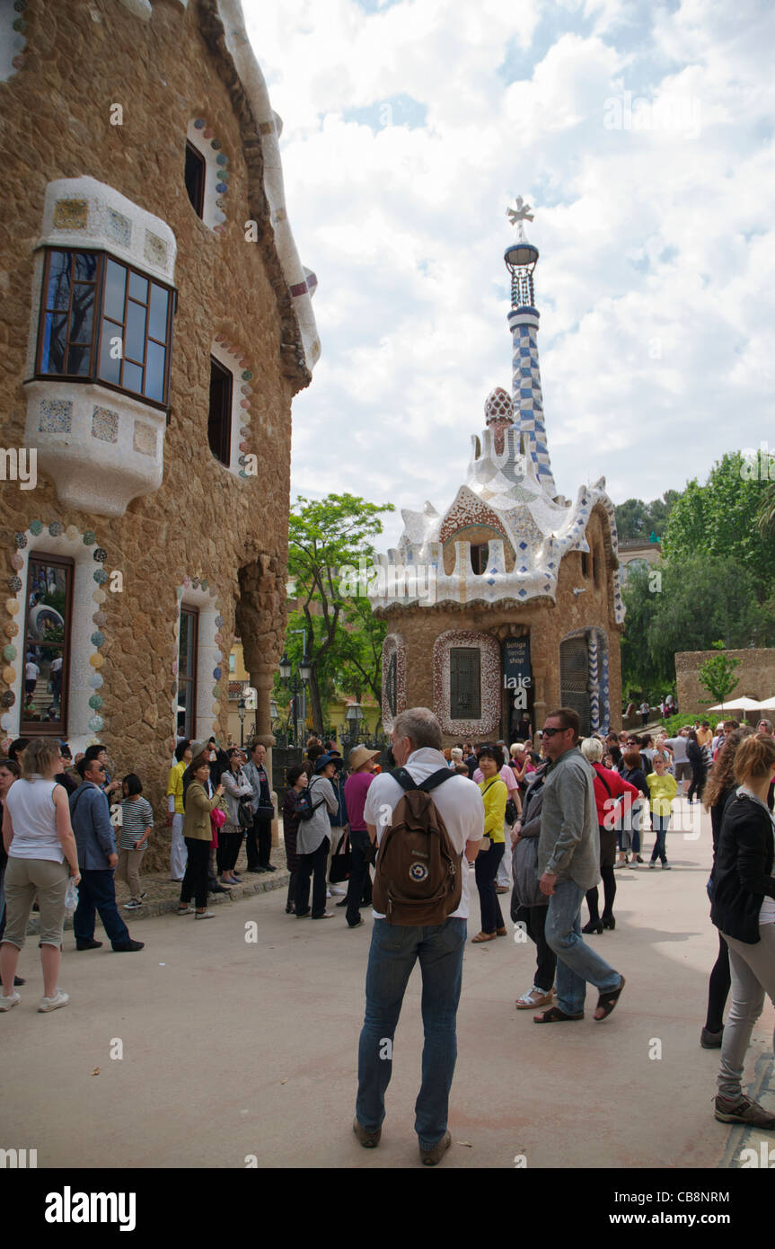 Entrée principale du Parc Guell Banque D'Images