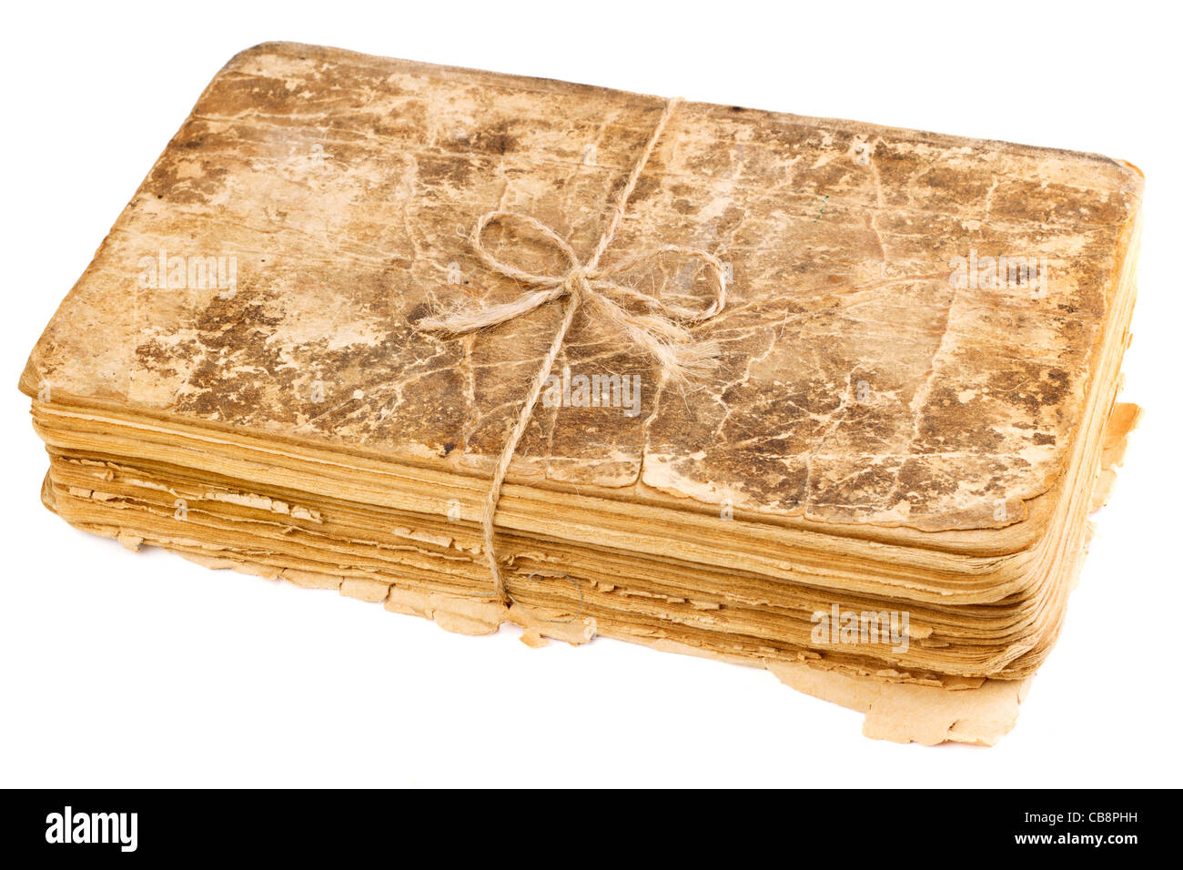 Livres anciens de différentes formes et couleurs. Isolé sur fond blanc. Banque D'Images