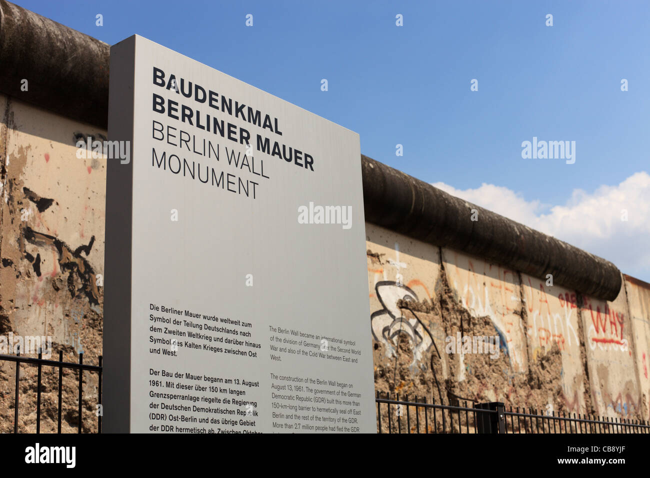 Le mur de Berlin Monument sur Niederkirchnerstrasse à Berlin, Allemagne. Banque D'Images