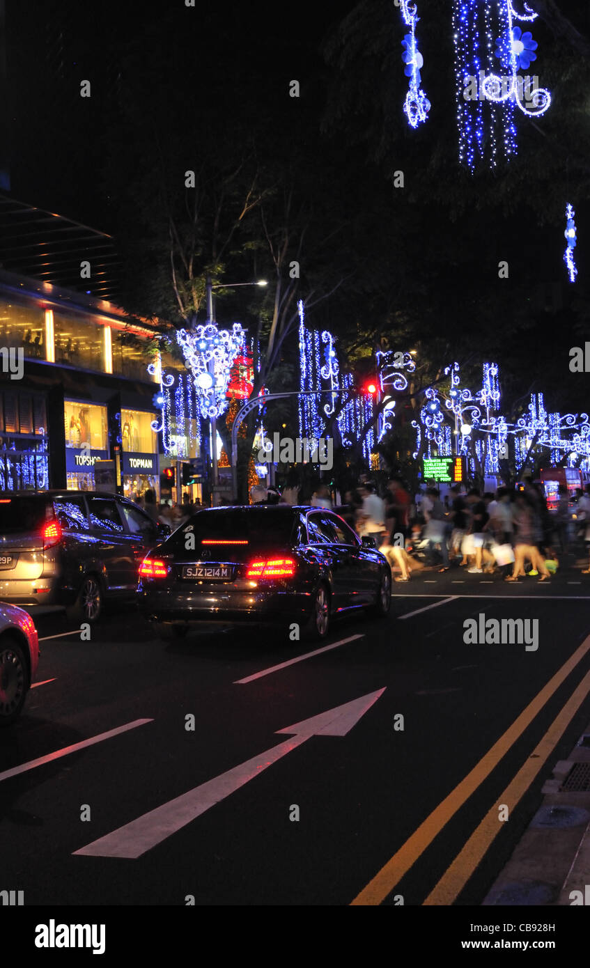 Lumières de Noël et nouvel an sur Orchard Road, à Singapour. Banque D'Images