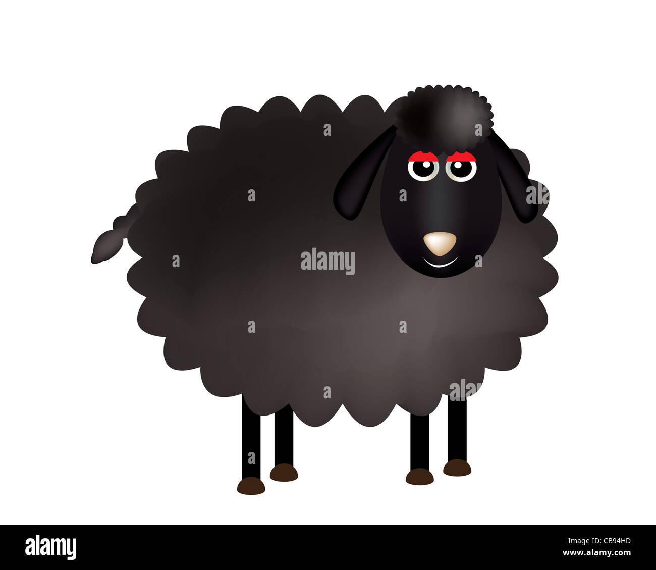 Un charmant mouton noir dessin animé. Banque D'Images