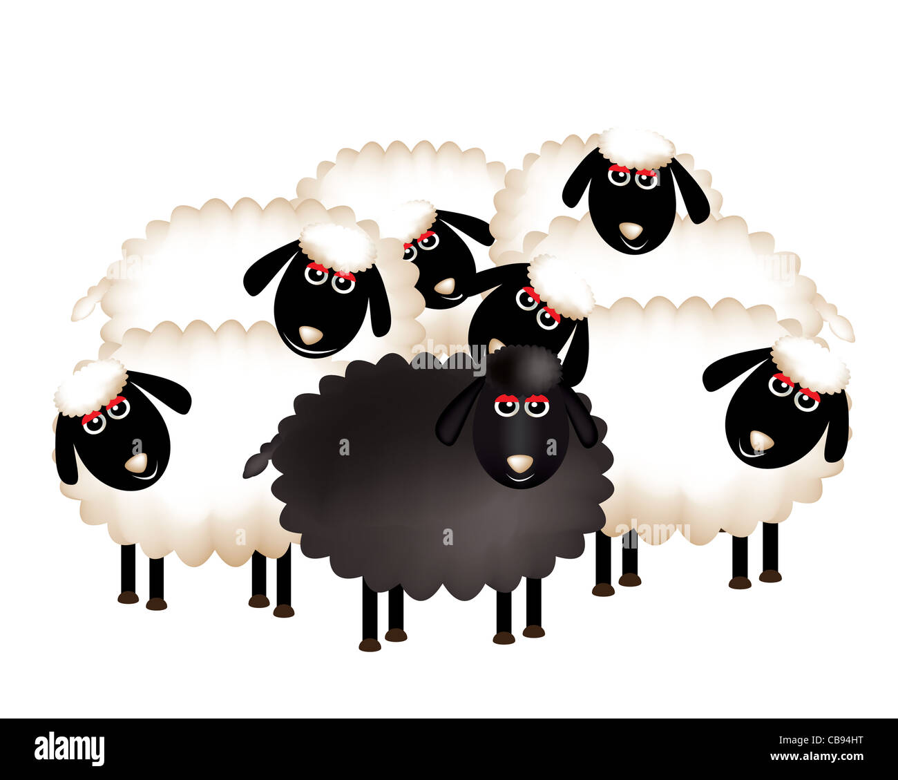 Un charmant mouton noir dessin animé. Banque D'Images
