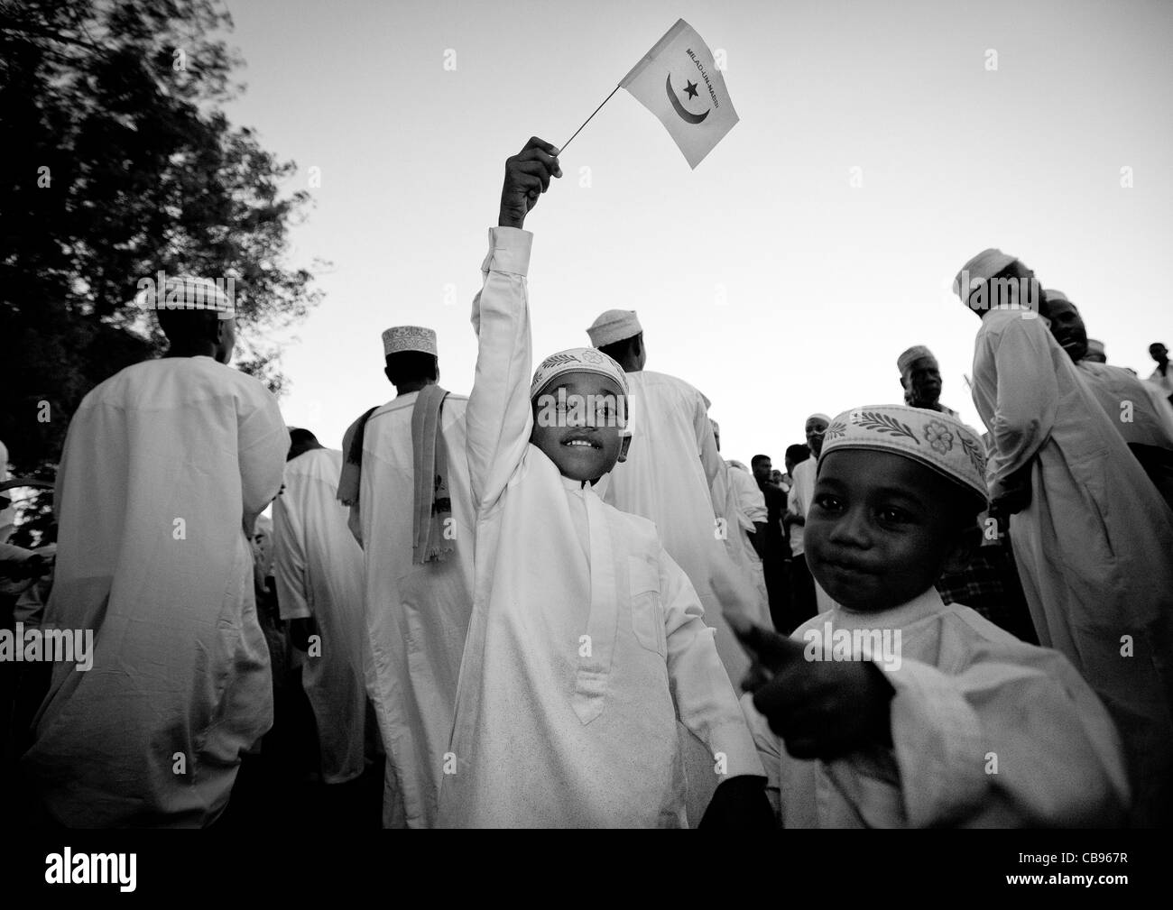 Afrique Kenya Lamu maulidi swahili musulmans enfants festival Banque D'Images
