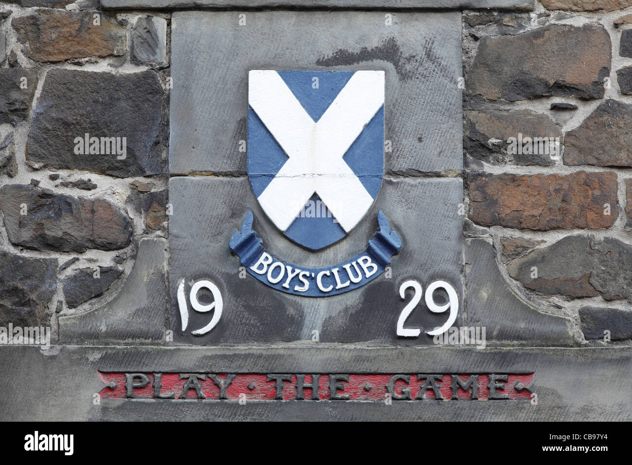 Écusson et inscription du Stirling Boys Club, St John Street, Stirling, Écosse, Royaume-Uni Banque D'Images