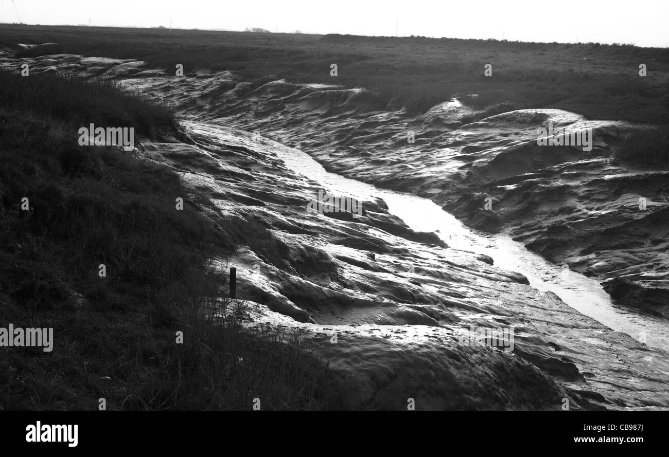 Embouchure de la rivière près de l'axe de la pente, Somerset, Angleterre Banque D'Images