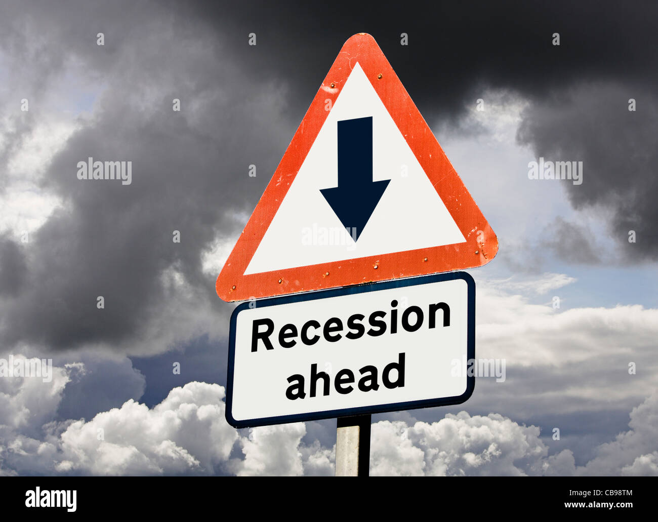 Récession crise économique britannique concept financier, économie britannique, contre un ciel orageux, concepts Banque D'Images