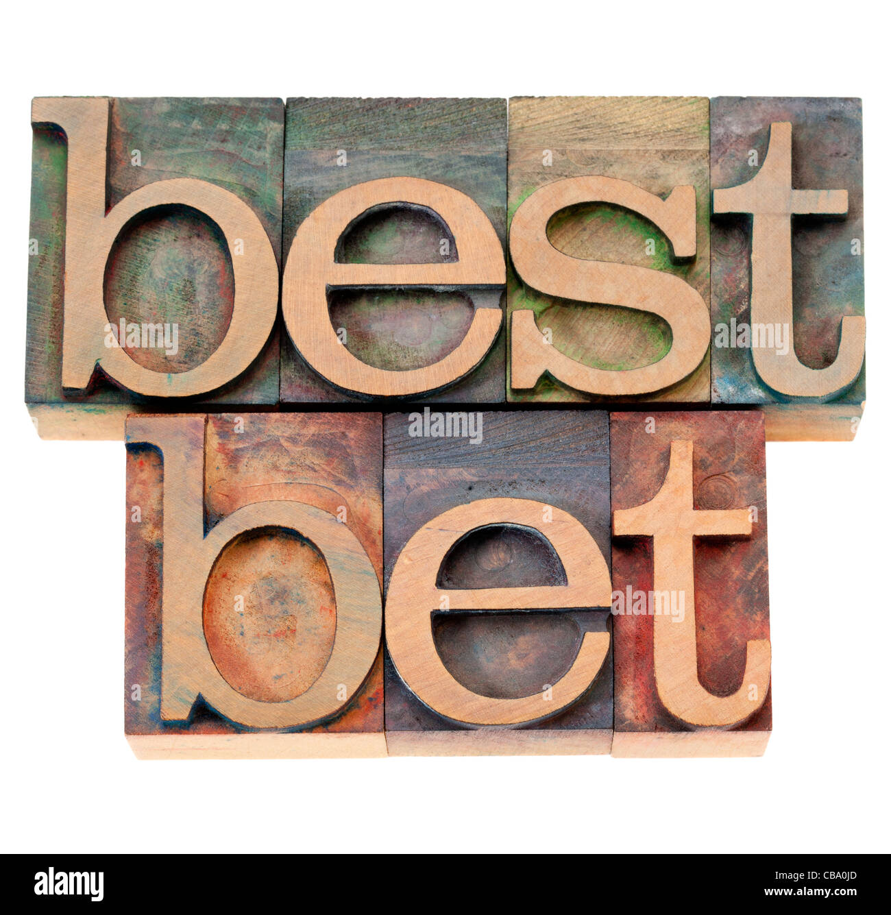 Meilleur pari - texte isolé en bois blocs typographie vintage Banque D'Images