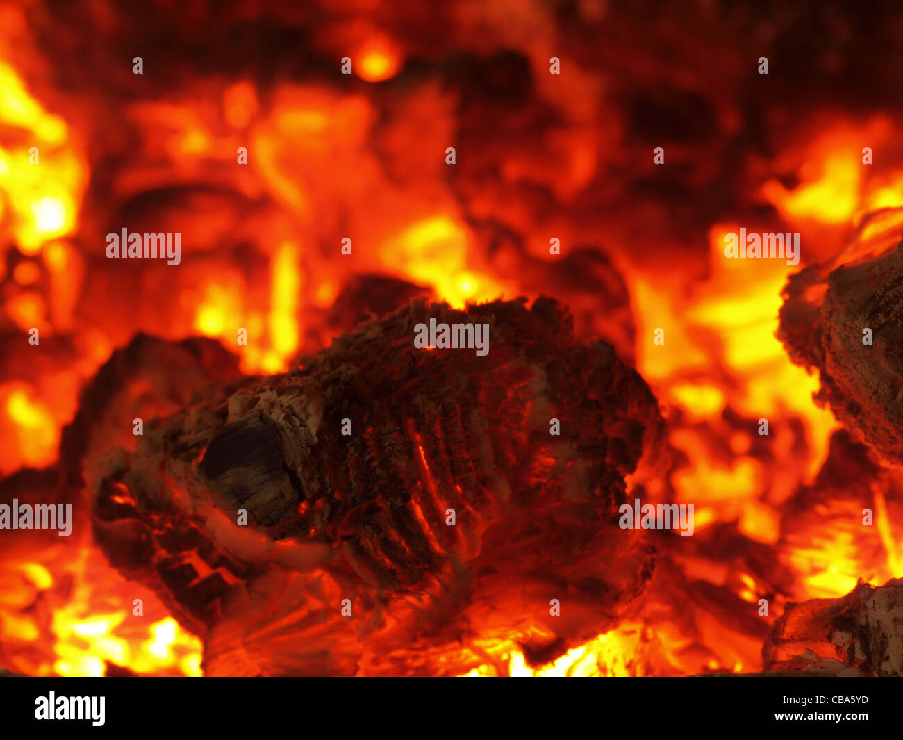 Cheminée, ambre / Feuerstelle, Glut Banque D'Images