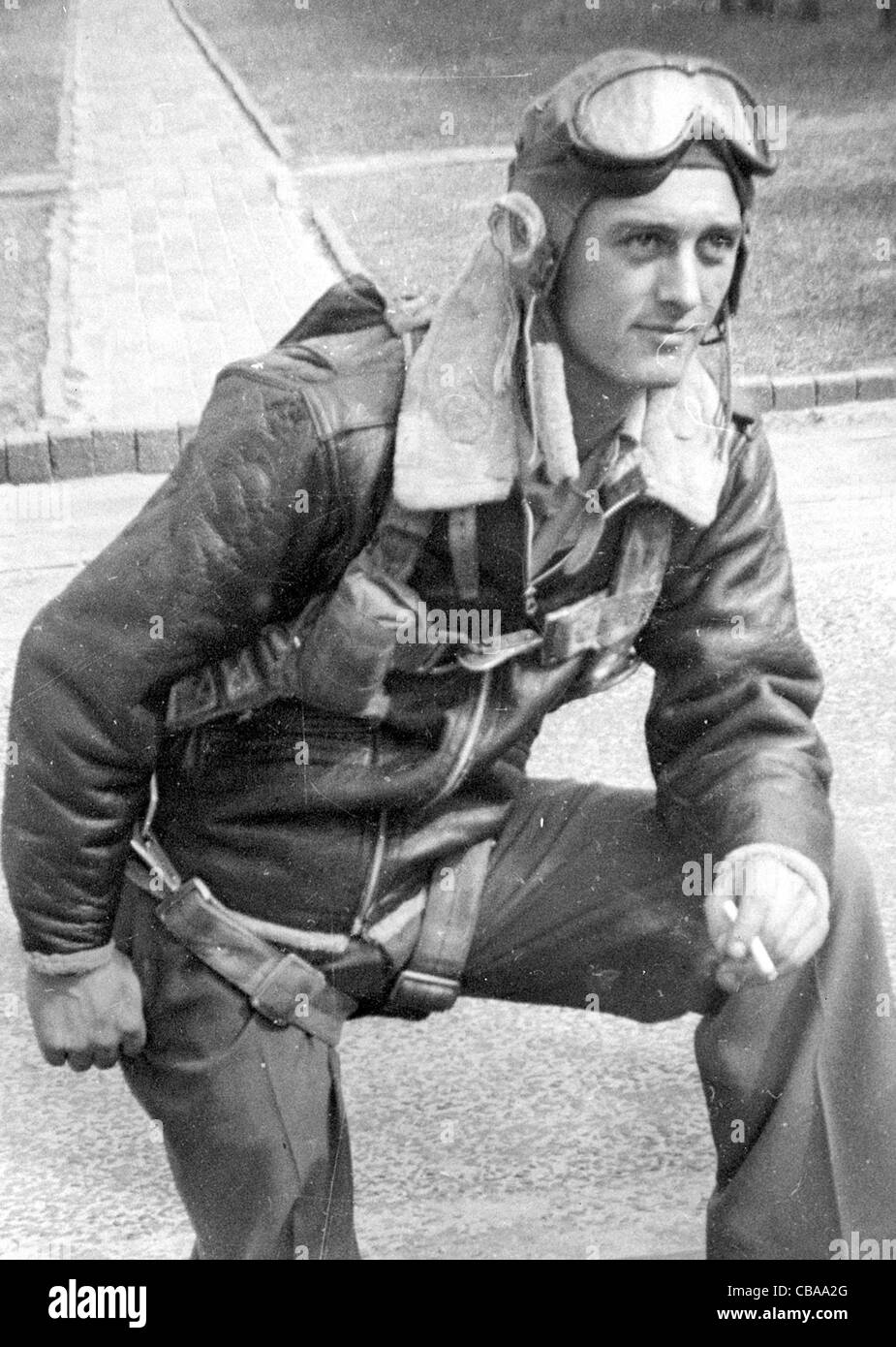 Un beau portrait d'un pilote de l'USAAF WW11-américain en battant l'habillement Banque D'Images