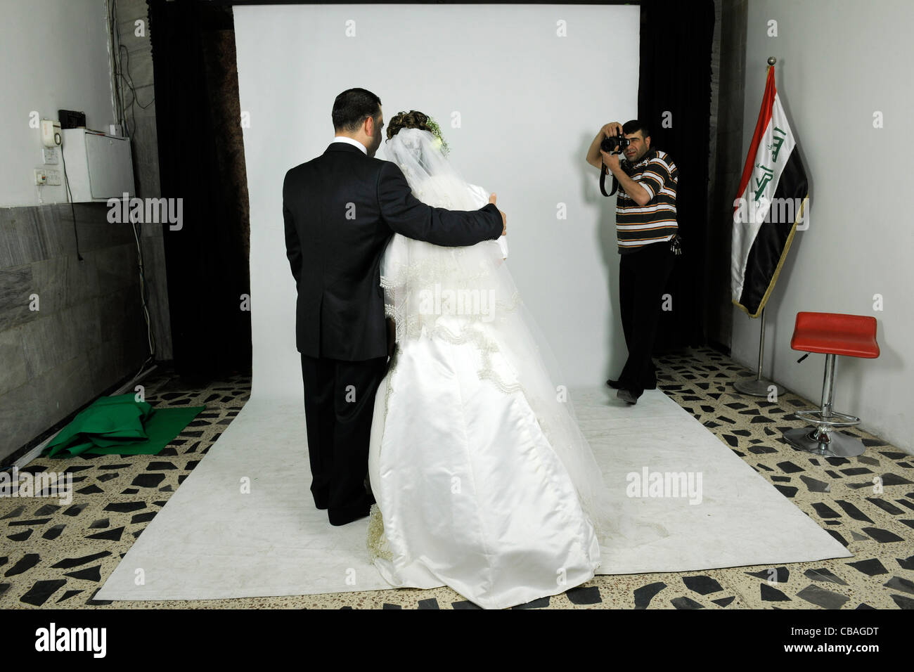 L'Iraq, à Bagdad. Au photographe de mariage. Banque D'Images