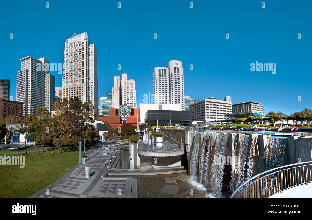 Les jardins Yerba Buena centre culturel parcs publics 3-4 Mission et Folsom rues centre-ville de San Francisco California USA Banque D'Images