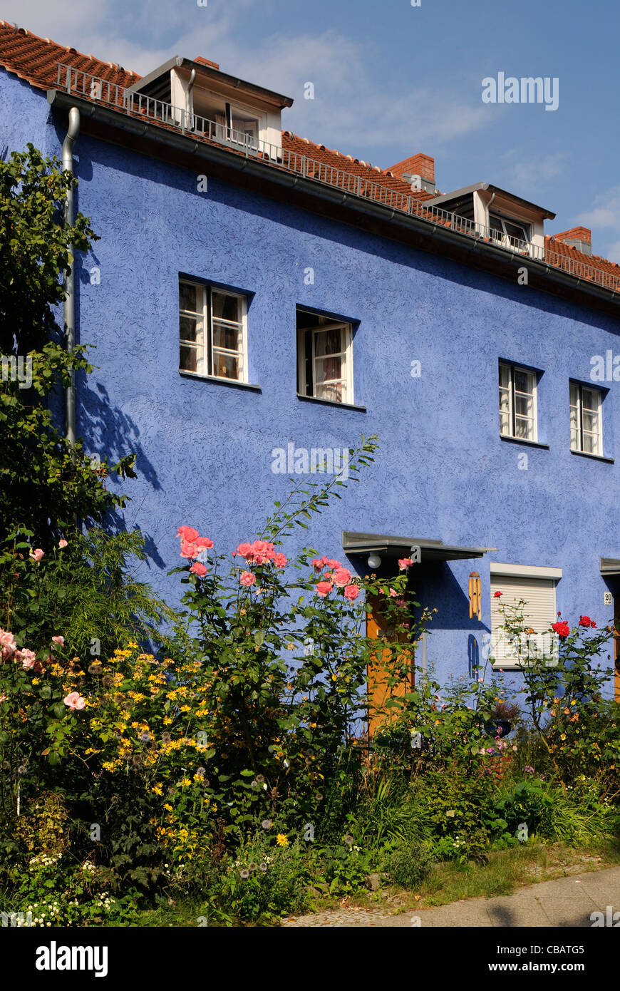 Berlin. Hufeisensiedlung. Offres et fer à cheval par Bruno Taut, UNESCO World Heritage Site, Berlin Neukölln, Britz, Berlin, Allemagne. Banque D'Images
