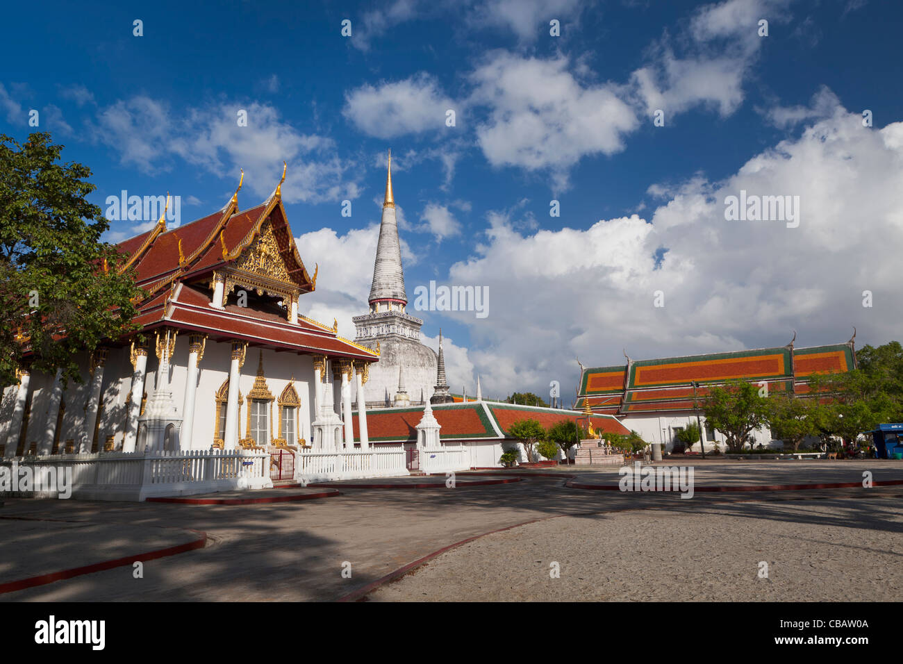 Temple Wat Phra Mahathat Woramahawihaan, Nakhon Si Thammarat, Thaïlande Banque D'Images