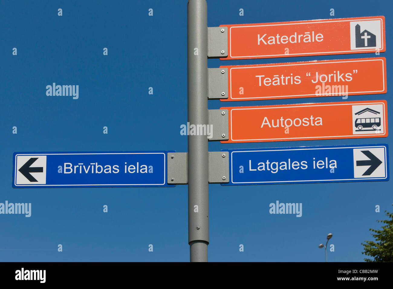 Informations touristiques sur post, Latgales iela, Latgales Street, Riga, Lettonie, Latgale Banque D'Images