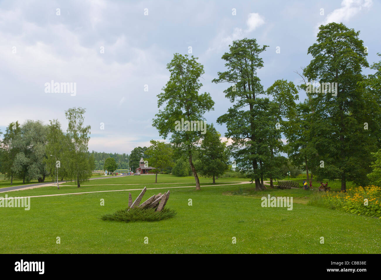 Ziemelu vejs, vents du nord, Aluksnes Muizas Aluksne parcs, Parc du Château, Aluksne Lettonie, Vidzeme, Banque D'Images