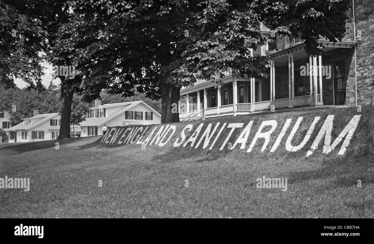 New England Sanitarium, Stoneham, Québec, Canada, ch. 1930 - Les patients étaient souvent envoyés à sanitaria pour récupérer auprès de TO Banque D'Images