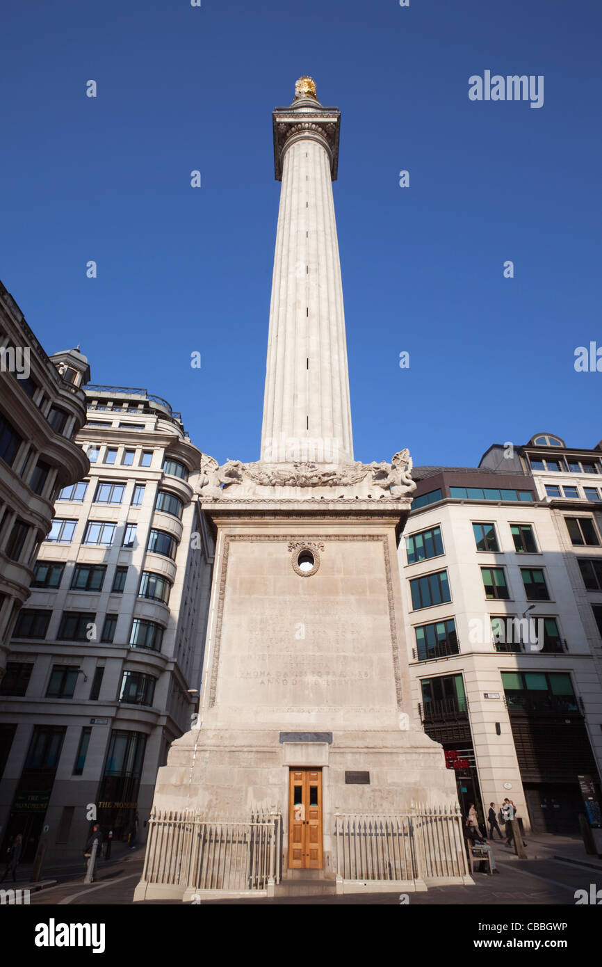 L'Angleterre, Londres, ville de London, le monument au grand incendie de Londres Banque D'Images