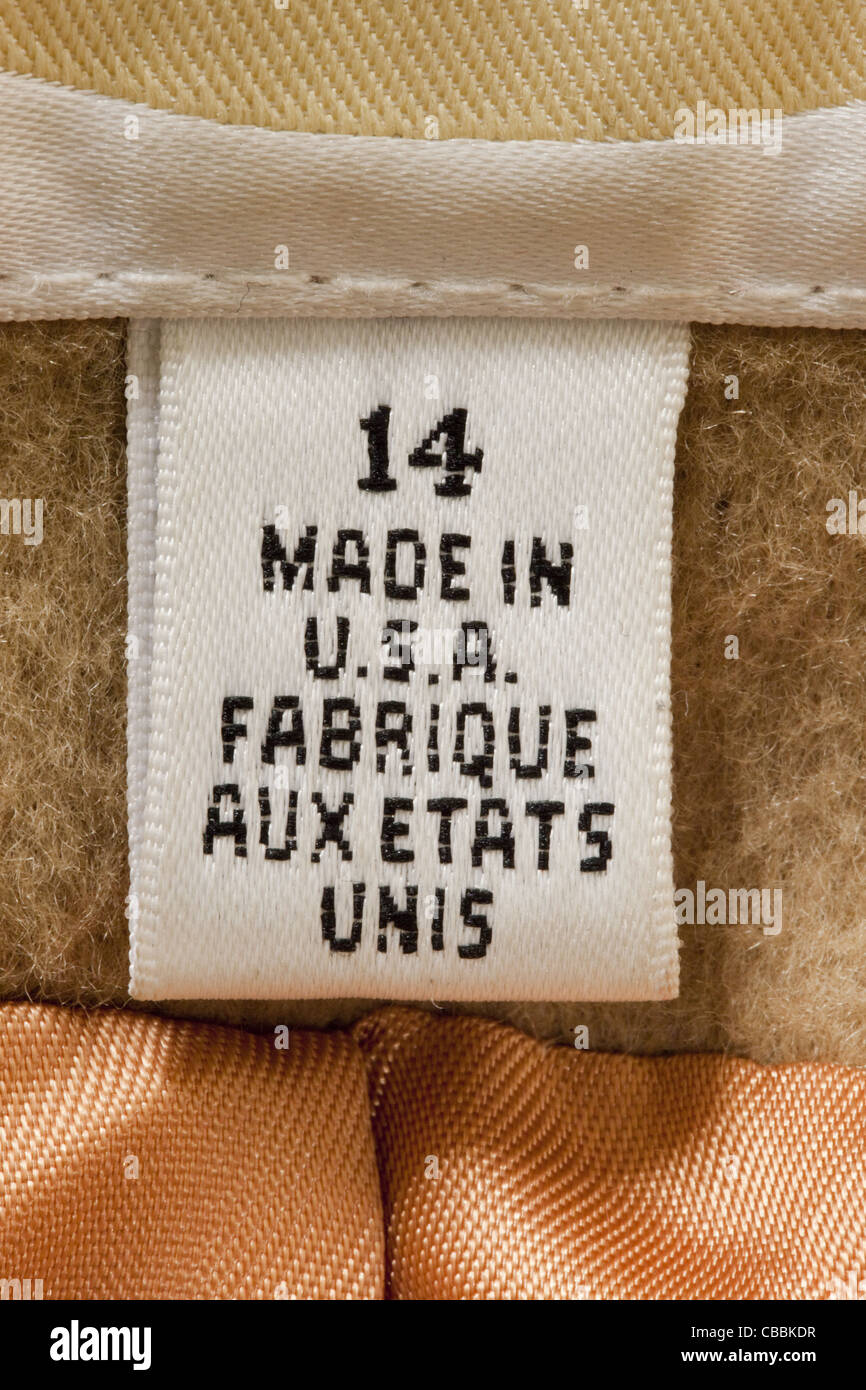 Fabriqué aux Etats-Unis étiquette manteau Banque D'Images