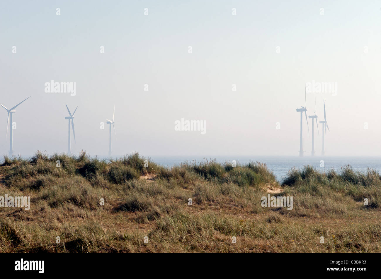 Grand parc éolien offshore, Yarmouth, Norfolk, Royaume-Uni. Banque D'Images