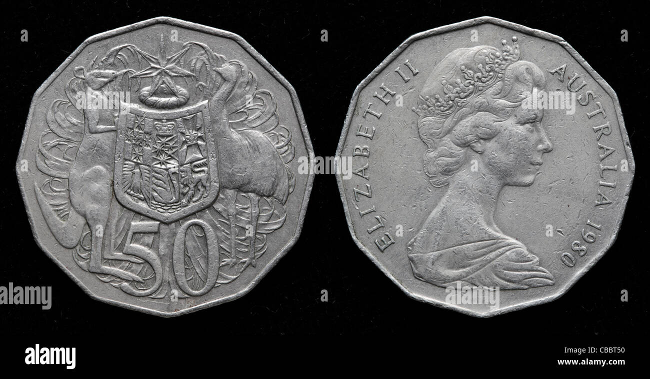 Pièce de 50 cents, l'Australie, 1980 Banque D'Images