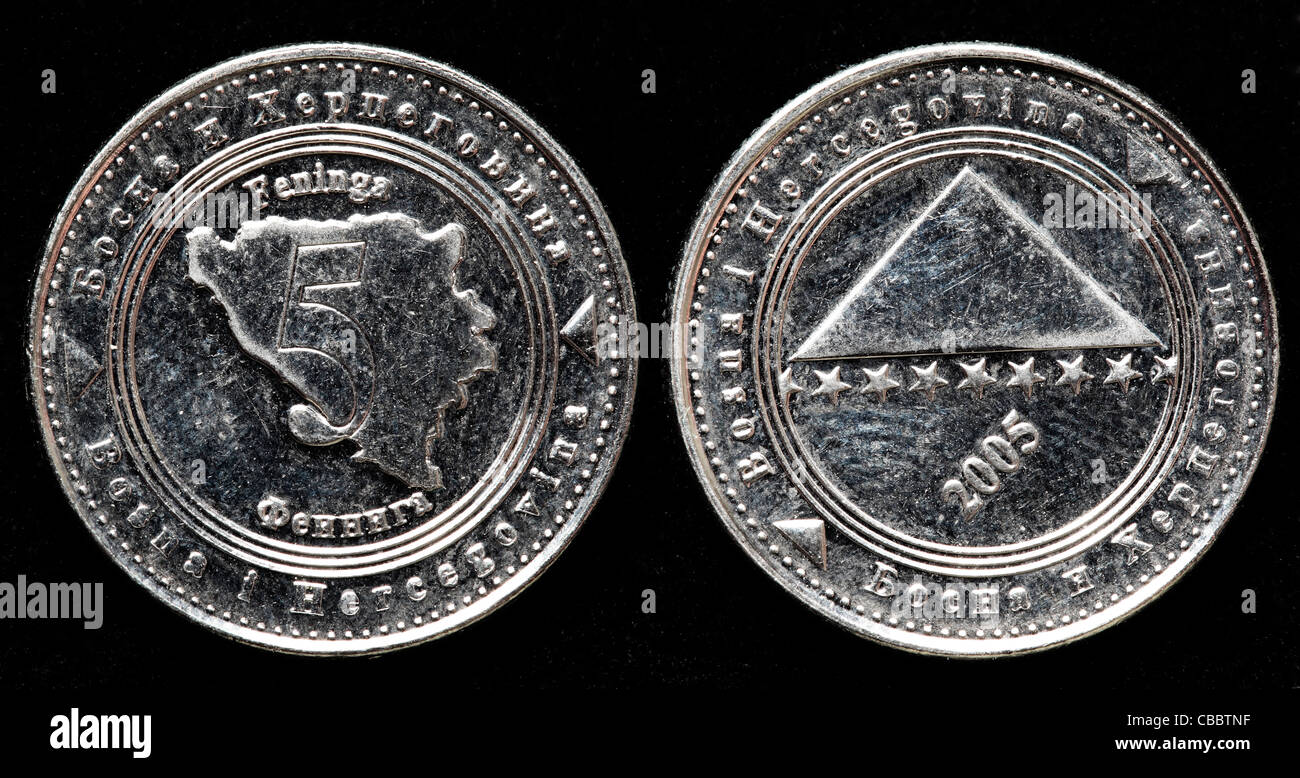 5 pièce Feninga, Bosnie-Herzégovine, 2005 Banque D'Images