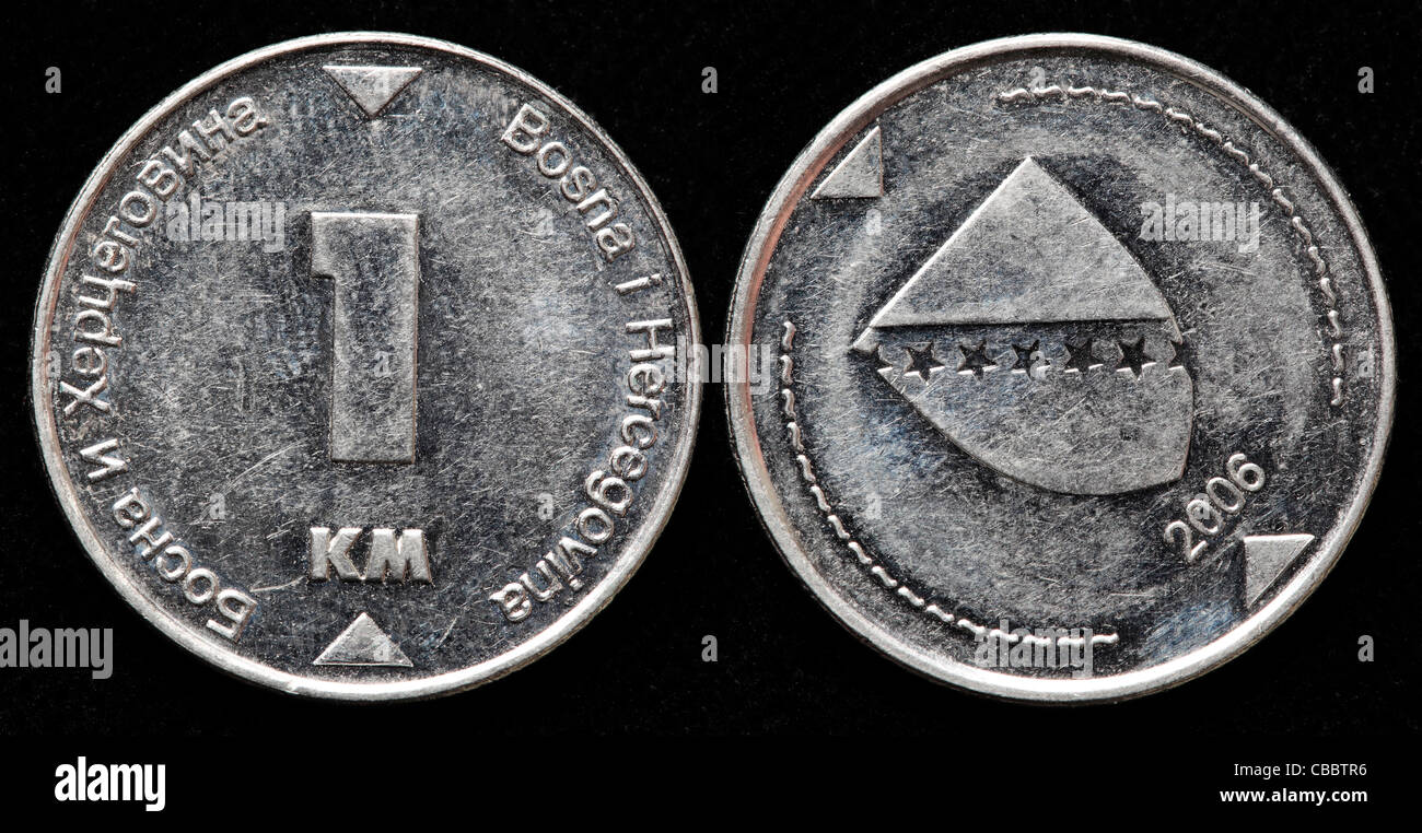 1 coin Marka Convertible, Bosnie-Herzégovine, 2006 Banque D'Images