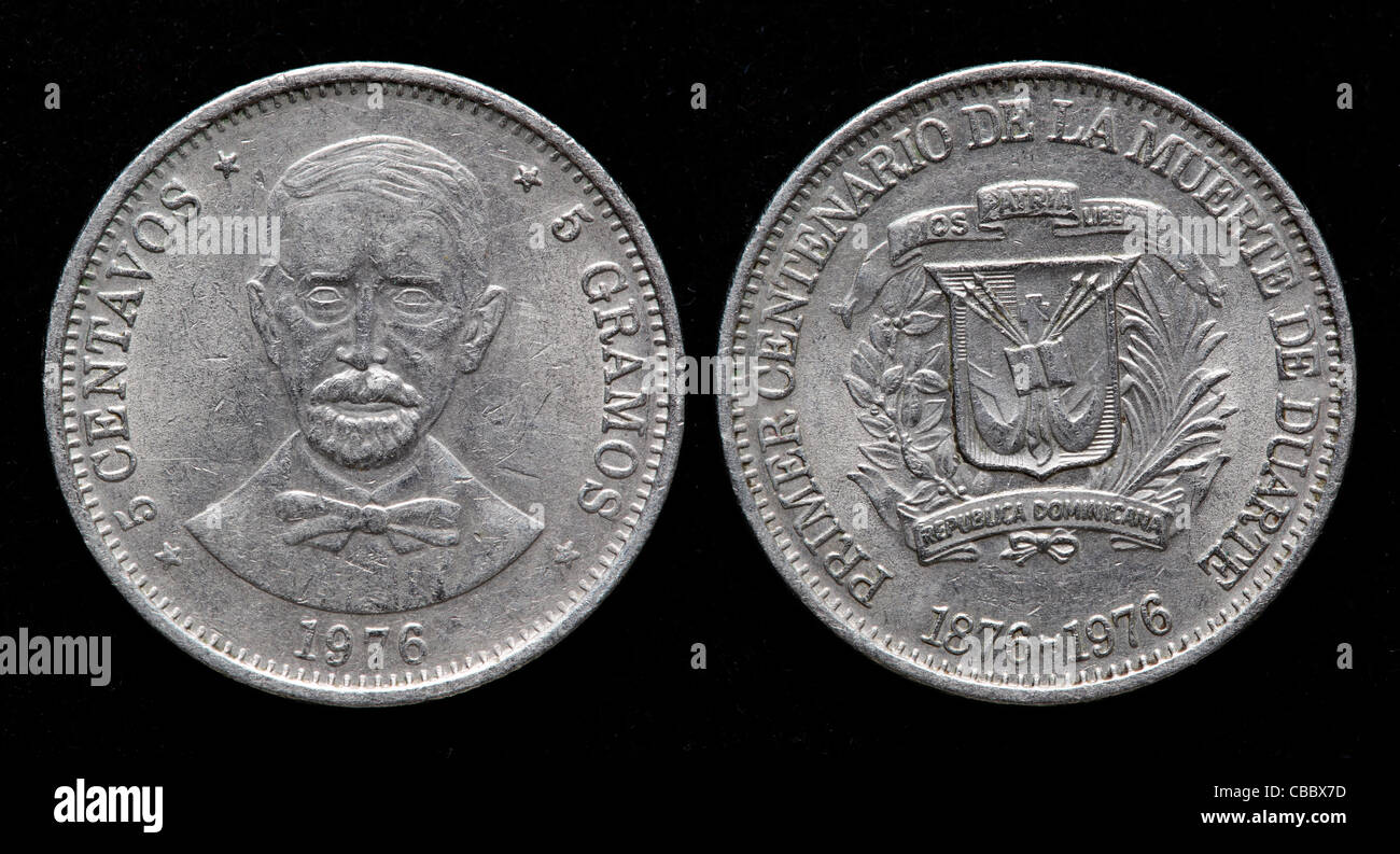Pièce de 5 centimes, en République Dominicaine, 1976 Banque D'Images