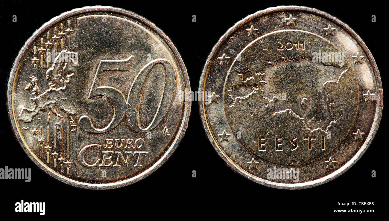 50 Euro cent coin, l'Estonie, 2011 Banque D'Images