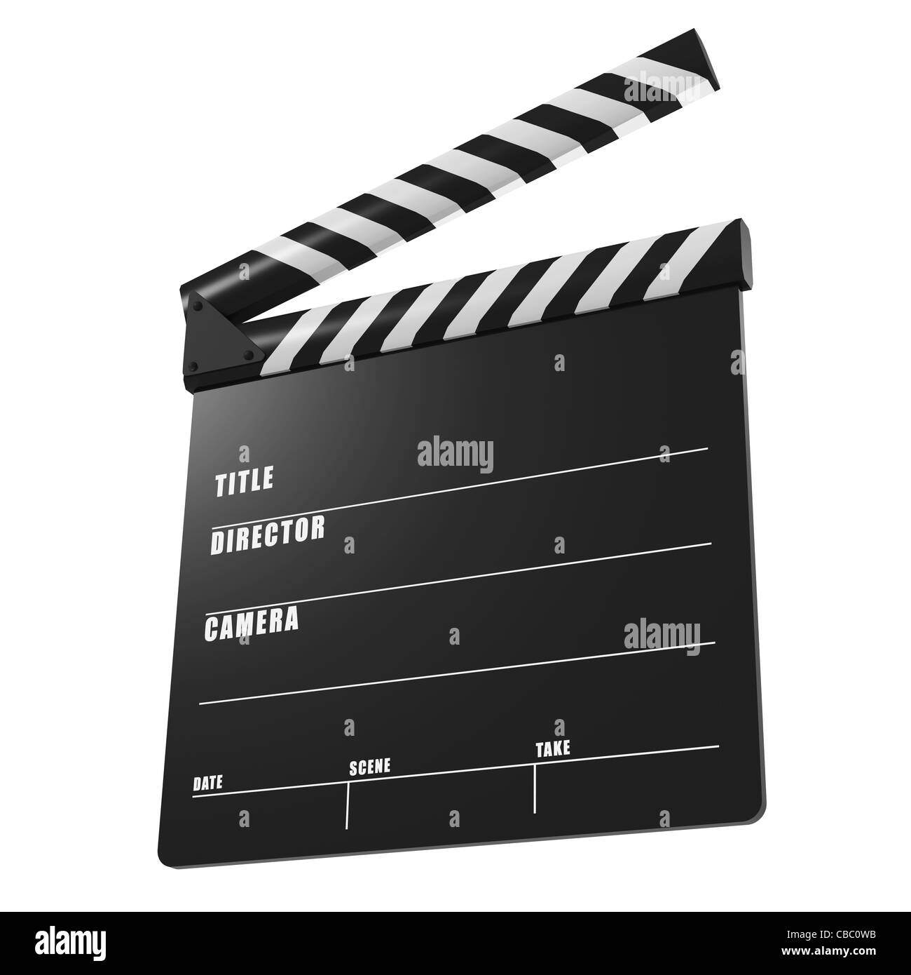 Deck ou clapper avec bras sur fond blanc Banque D'Images