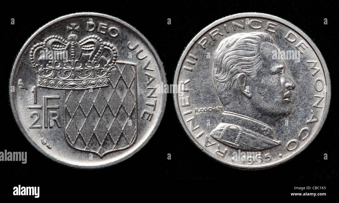 Franc demi-coin, Monaco, 1965 Banque D'Images
