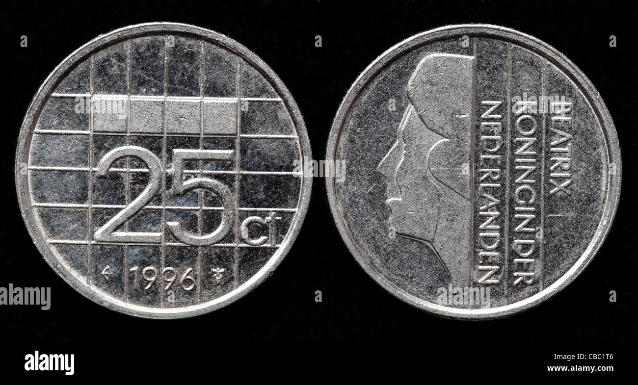 25 cents pièce, Pays-Bas, 1996 Banque D'Images