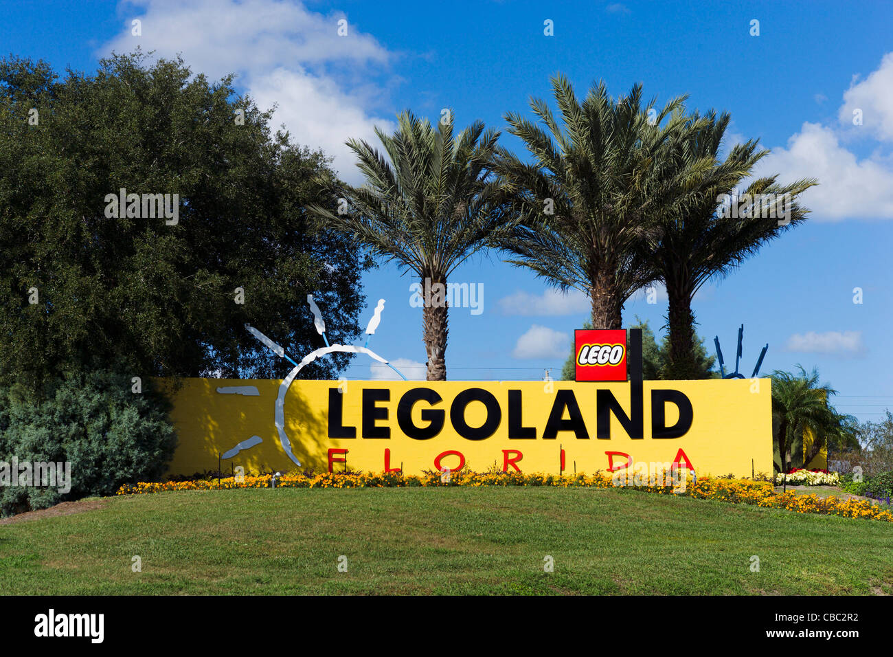 Entrée de la nouvelle (à partir de 2011) parc à thème Legoland, Winter Haven, Central Florida, USA Banque D'Images