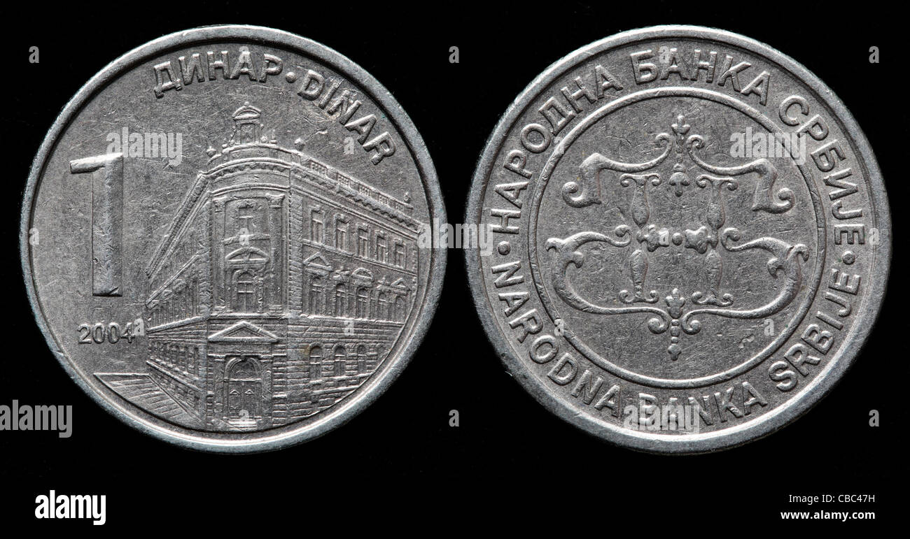 1 Dinar coin, Serbie, 2004 Banque D'Images